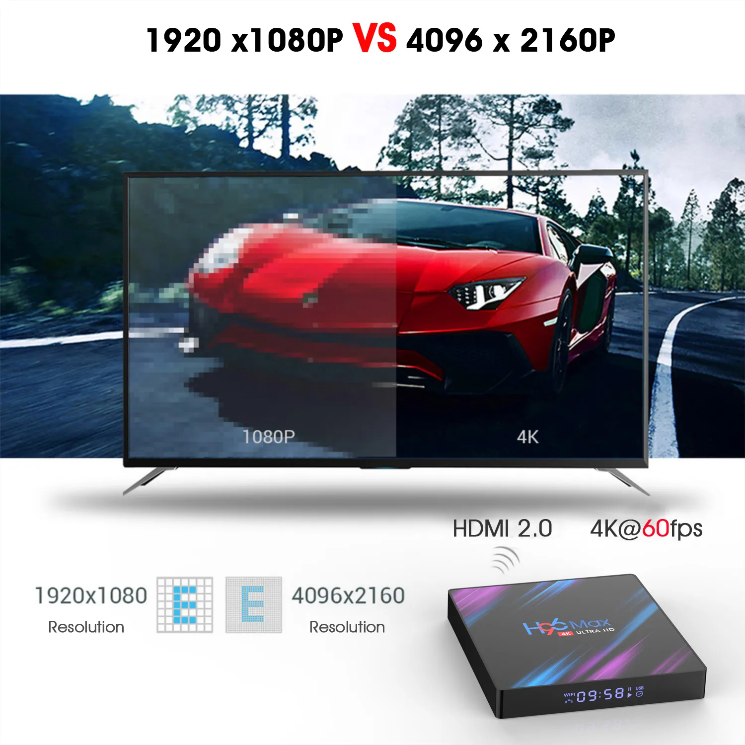 Smart Box TV avec Android 9.0 H96 Max RK3318 - 4Go RAM, 64Go ROM