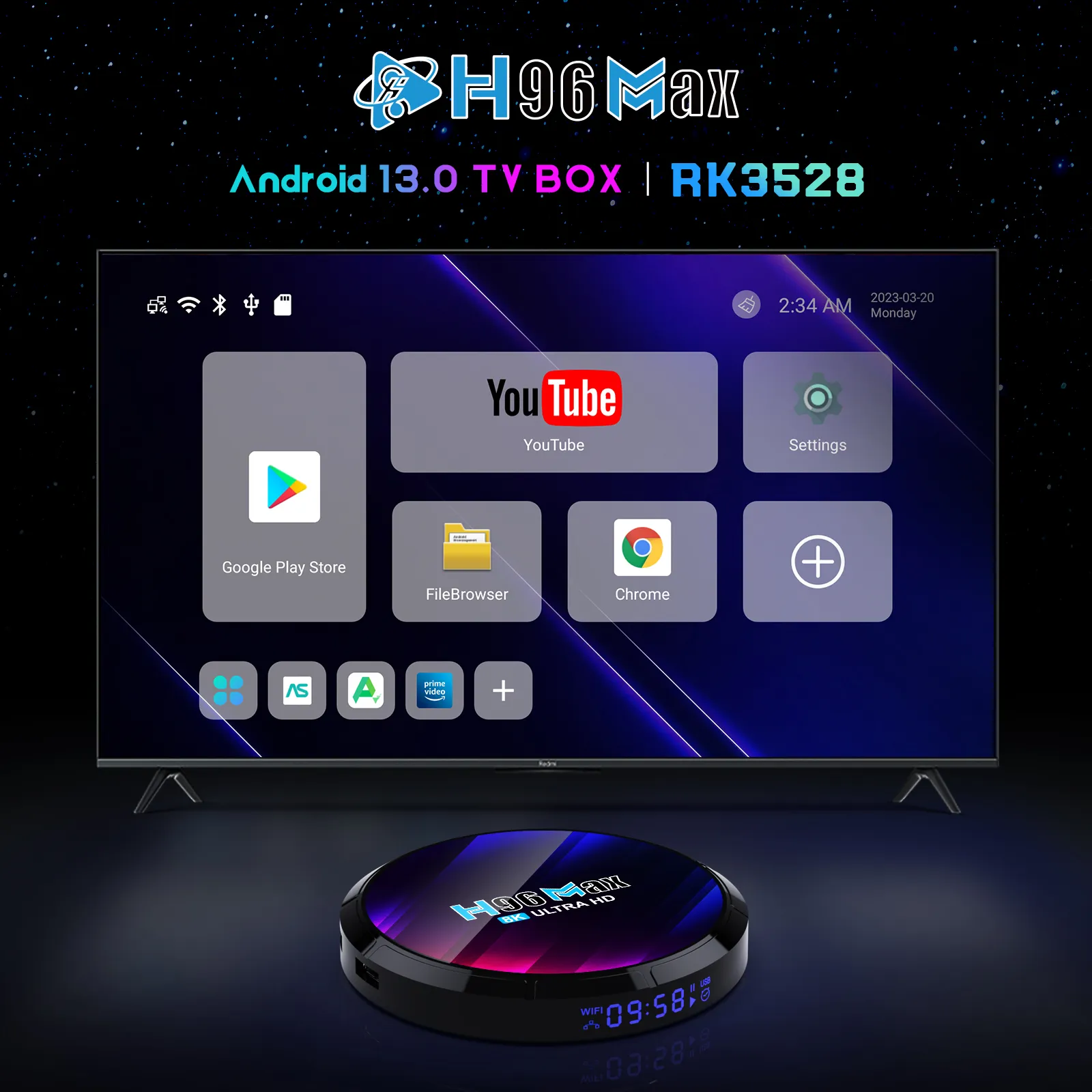 H96 max M2 8K Android 13.0 Voice Remote 4GB+64GB Android TV Box, Model  Name/Number: TI-34856 at Rs 3699/piece in Vijayapura