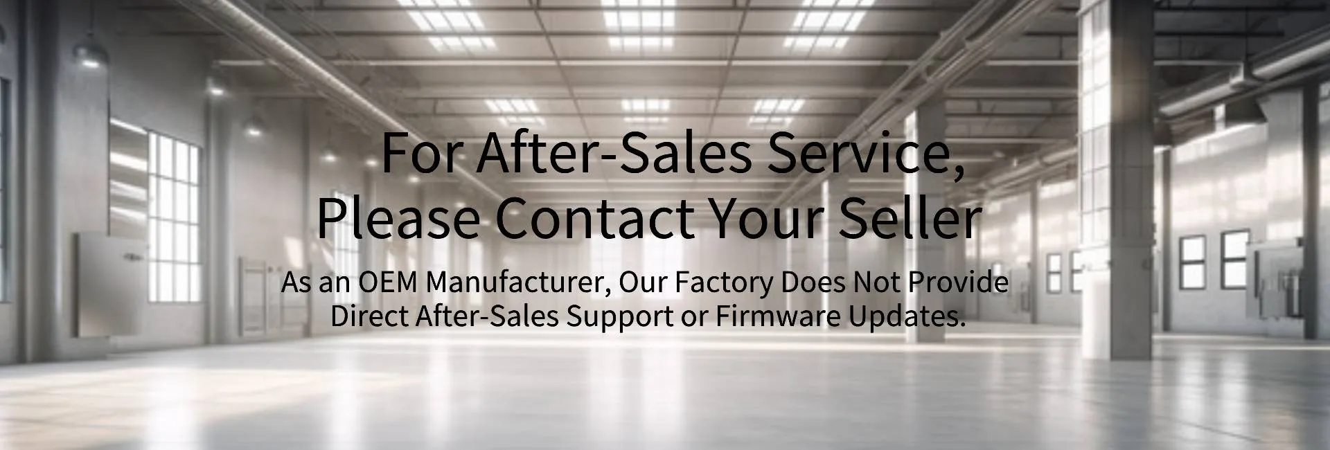 OEM support policy banner – H96 Max Android TV box after-sales service notice.