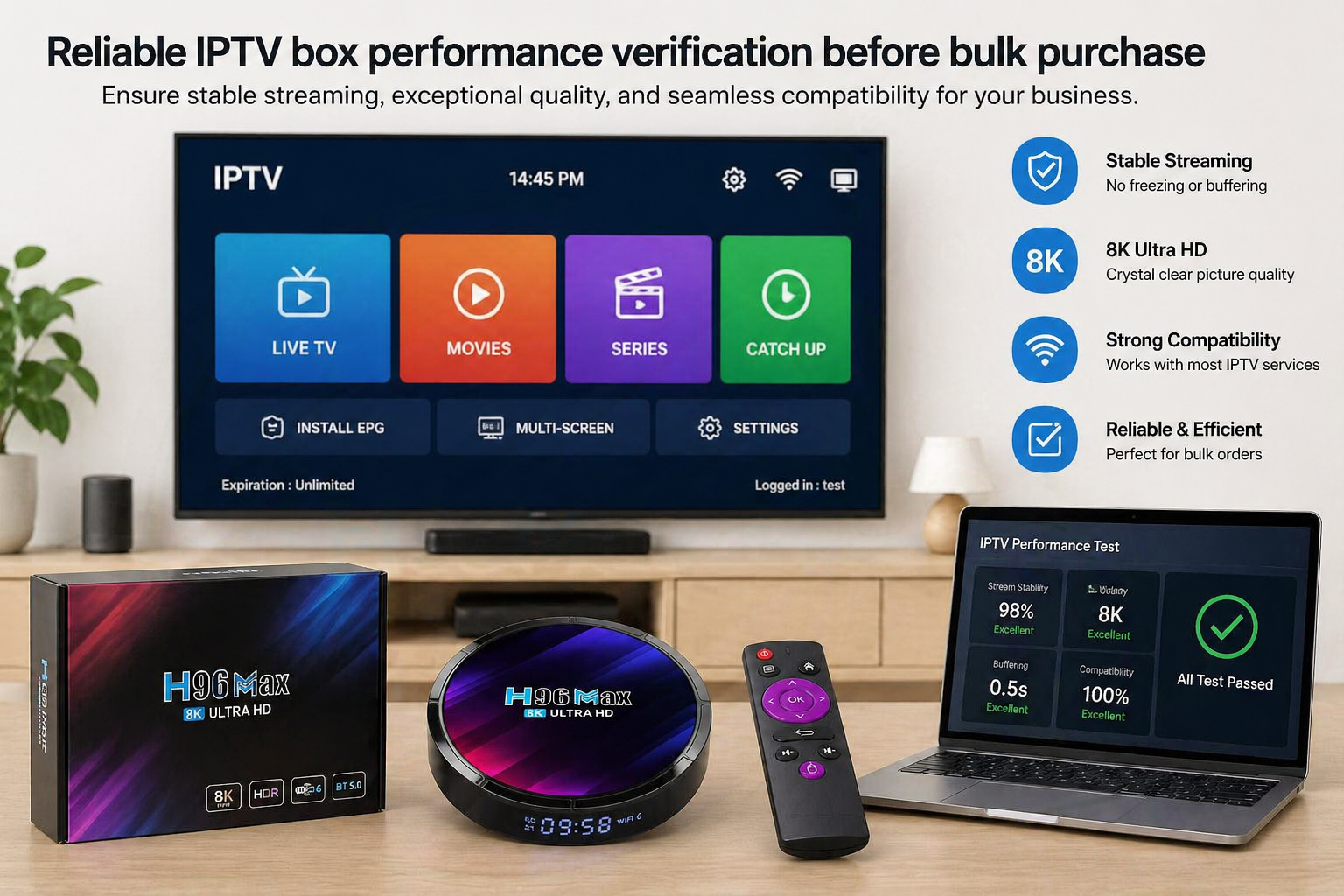 Reliable IPTV box performance verification before bulk purchase